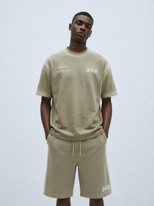 SOS Oversized Short Set Khaki