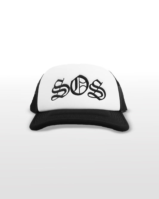 S.O.S Black & White Trucker Cap