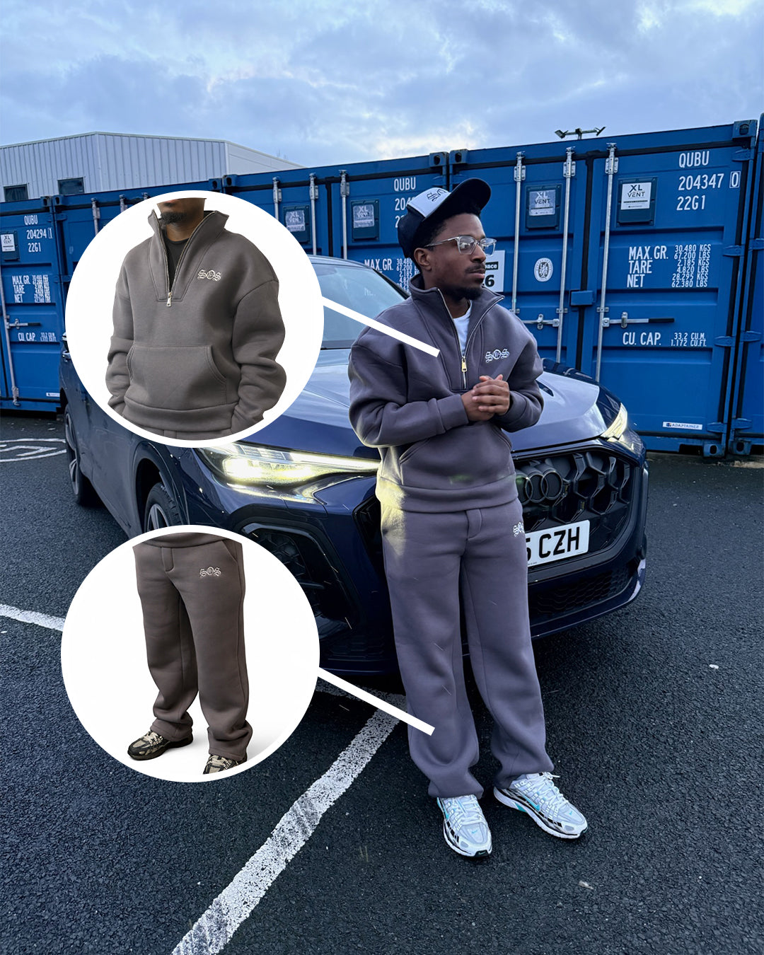 Oversized SOS Quarter Zip Tracksuit